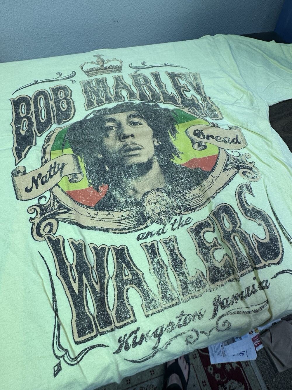 Bob Marley & The Wailers T Shirt Crew Neck Yellow Music Zion XL Reggae Hipster